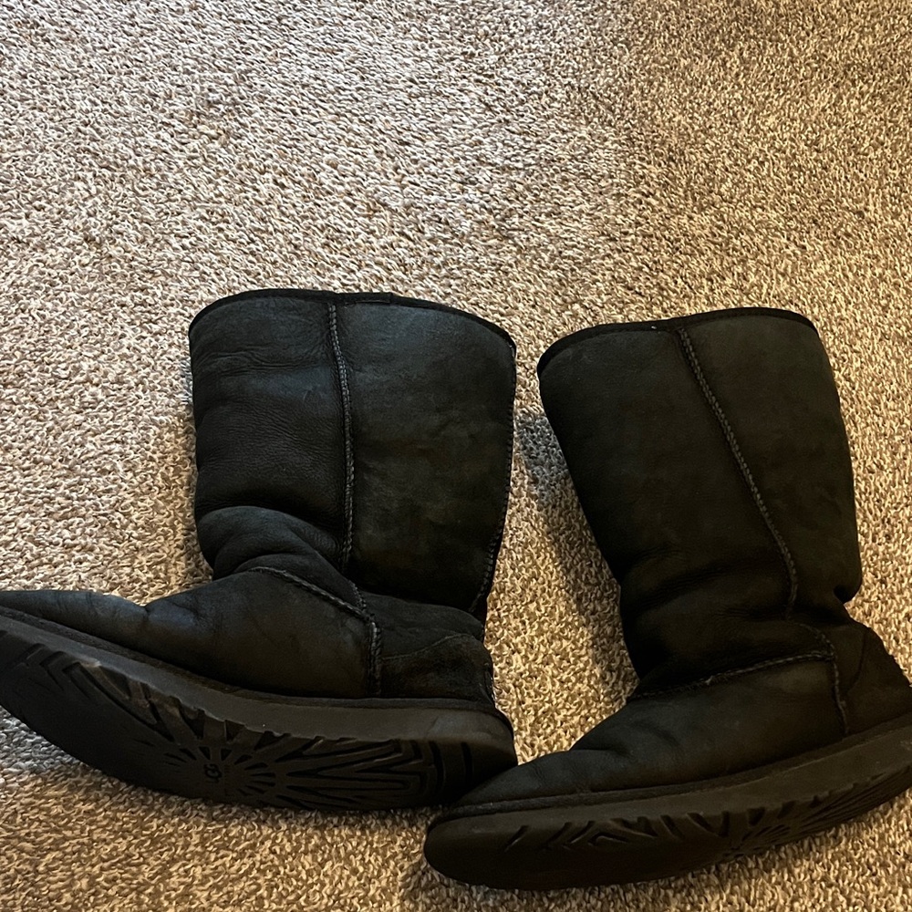 Classic ugg Black Suede Mid-Calf Winter Boots